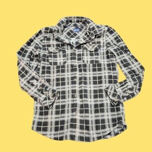 O'Neill Black And Grey Plaid Flannel Button Up